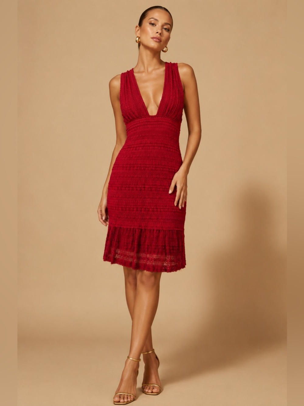 Chelsea and Violet Romantic Red Lace Dress NEW Size Large